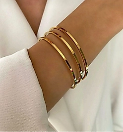 Çelik Gold  Kalın Ajda BİLEZİK 6.5Boy(büyük)3'lü satılmaktadır